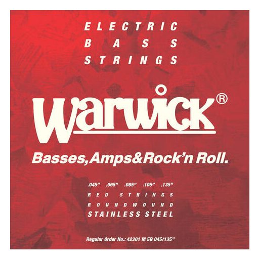 42301 Warwick Red Label 5 Húros 045 - 135 / Rozsdamentes Acél Basszusgitárhúr
