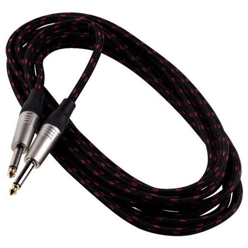 RockCable Hangszerkábel - egyenes TS (6.3 mm / 1/4"), 9 m / 29.5 ft, piros/fekete